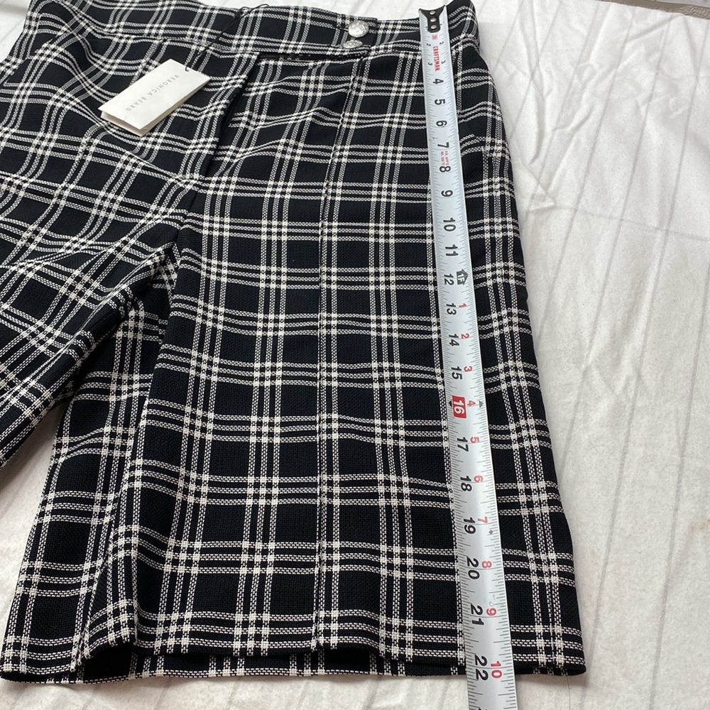 VERONICA‎ BEARD Saira Check Culotte Shorts In Black White Black, size 2 - Picture 11 of 14
